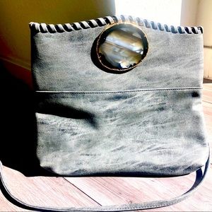 Wimberly Stone Suede Leather Clutch / Crossbody Purse Clutch
